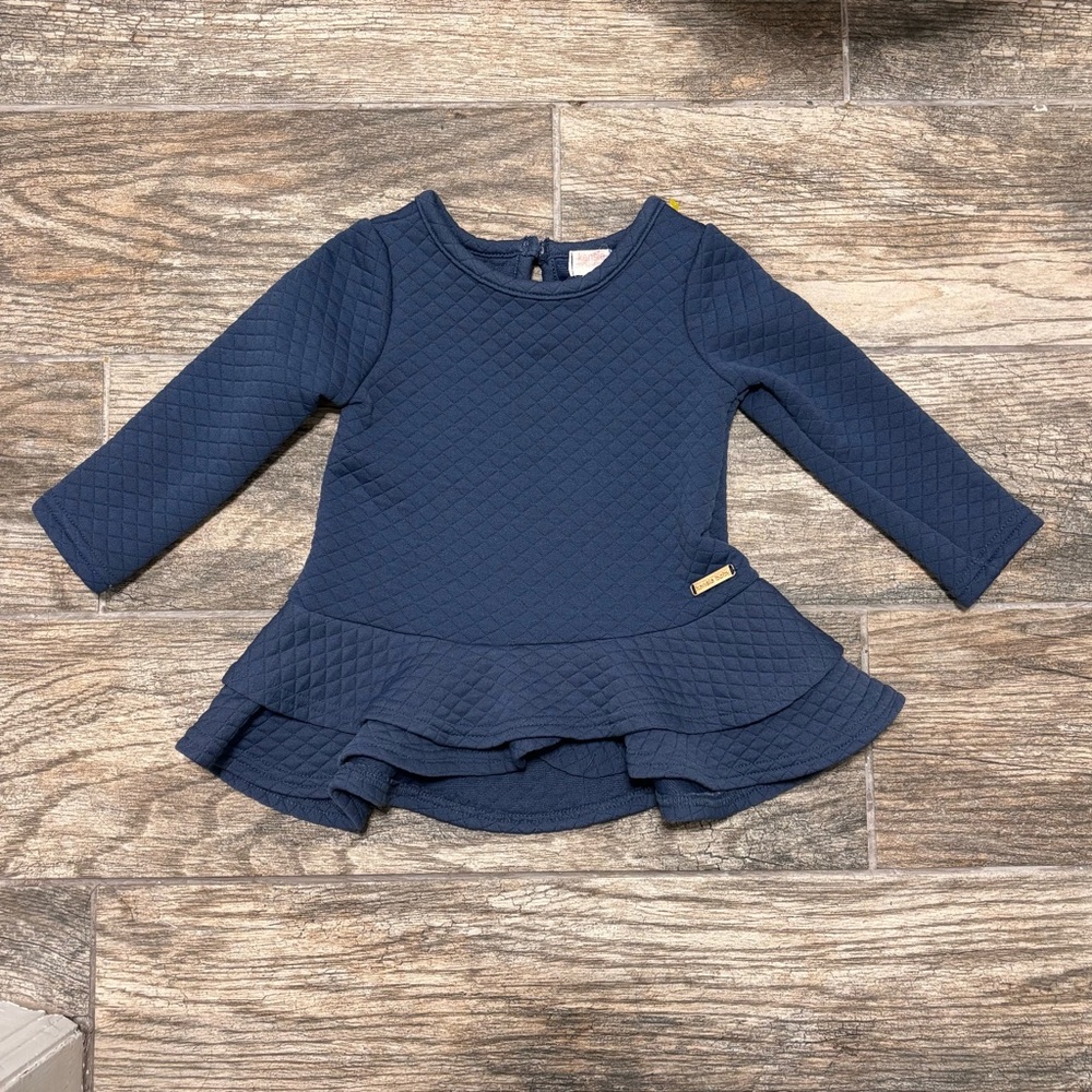 Kensie Baby Navy Blue Dress Holiday Dressy Quilted EUC 18m